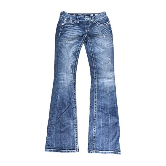 Miss Me Jeans Womens Size 26 Slim Boot Blue Boot Cut Denim Style Distress - Picture 3 of 14